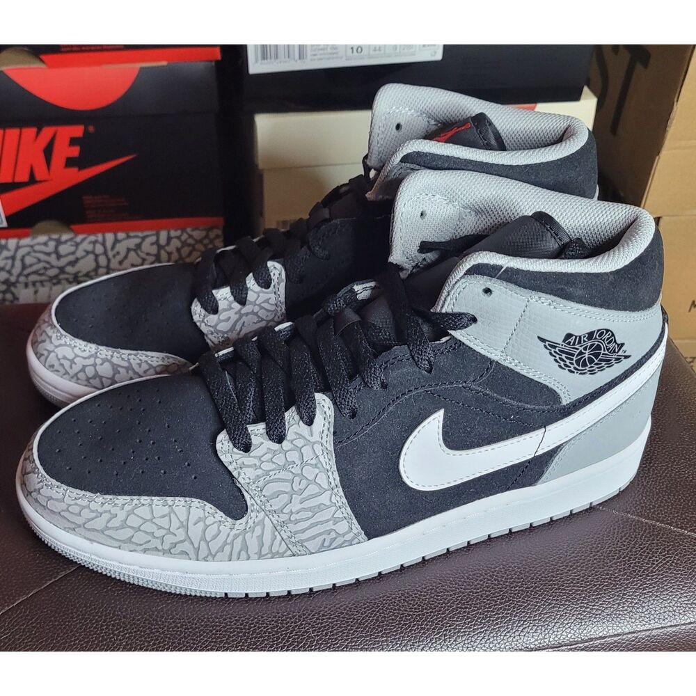 Nike Air Jordan 1 Mid SE Elephant Toe DM1200-016 Men’s 10 Black Grey